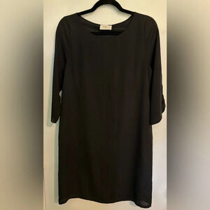 Everly Womens Little Black Dress Mini with Scalloped 3/4 Sleeve Size Medium